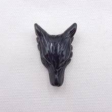 Obsidiana de piedra Natural hecha a mano, cabeza de lobo Animal, cuenta colgante de moda de 39x26x12mm 11g 2024 - compra barato