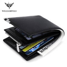 Men Wallet Black Leather Clip Purse Card Coin Pocket Zipper Design bifolds Money Bag Male Business Cowhide Wallets 2024 - buy cheap