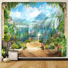 3D large size waterfall landscape home decoration art tapestry bohemian decoration yoga mat hippie travel mattress 2024 - buy cheap