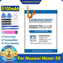 100% Original LOSONCOER HB396481EBC 5100mAh Battery For Huawei ASCEND G7 PLUS G8 HONOR 5X G8X RIO L03 -UL00/AL00/TL00 2024 - buy cheap