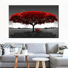 Pinturas al óleo de árbol rojo abstracto, impresiones artísticas en lienzo, carteles e impresiones de paisaje, imágenes artísticas para pared del hogar, decoración 2024 - compra barato