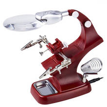 2021 New 2020 novo ajudando clipe de mão led lupa de solda ferro jóias suporte lente lupa vermelho 2024 - compre barato