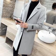 Мужская куртка-ветровка осень-зима 2021 мужское шерстяное пальто однотонное приталенное модное мужское длинное шерстяное пальто большого размера 5XL 2024 - купить недорого