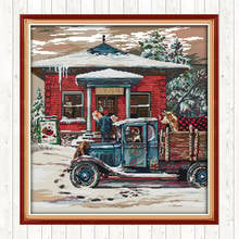 Christmas Post Office DIY Needlework Crafts Cross Stitch Kits Cotton Thread Embroidery Needlework Sets Patterns Kits Home Decor 2024 - buy cheap