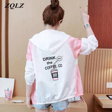 ZQLZ Spring Jacket Women 2020 New Thin Windbreaker Outwear Female Coat Letter Cartoon Casual Fashion Hooded Jackets Womens 2024 - buy cheap