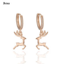 Brincos delicados com zircônia, joias com pingente de animais fofos, cor ouro rosa, 585 2024 - compre barato