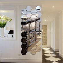 12Pcs 3D Regular Hexagon Honeycomb Decorative Acrylic Mirror Wall Stickers Living Room Bedroom Poster Home Decor Room Decoration 2024 - buy cheap