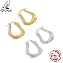 S'STEEL в виде колец геометрической формы серьги стерлингового серебра 925 Серьги для Для женщин дизайнерские минималистичные серьги золотые Мода ювелирные изделия из драгоценных металлов 2024 - купить недорого