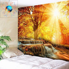 Sunshine Waterfall Tapestry Forest Wall Hanging Sun Tapestry Wall Boho Hippie Psychedelic Mandala Tapestry Dorm Decor Wall Cloth 2024 - buy cheap