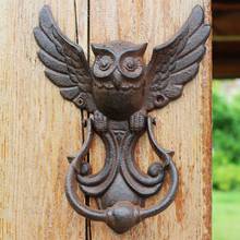 Knocker de hierro de estilo americano, artesanía, Vintage, búho, manija de puerta antigua, decoración de pared del hogar y jardín 2024 - compra barato