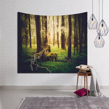 Green Forest Psychedelic tapestry Wall Hanging Fabric Blanket Yoga Carpet Mat Beach 150x130 cm Farmhouse Decor Tropical jungle 2024 - buy cheap