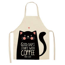 Kids Apron Funny Black Cat Printed Sleeveless Cotton Linen Aprons for Men Women Home Cleaning Tools Kitchen Apron 2024 - buy cheap