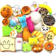 10Pcs\50 Pcs Squishy Slow Rising Adorable Bread Cake Bun Pendant Donut Charm Squishies Toy Stress Relief Toy Squeeze Toy 2024 - buy cheap