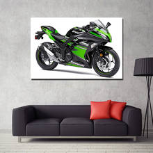 Imagem da parede kawasaki ninja 300 krt motocicleta arte da parede cartaz pintura da lona para sala de estar decoração 2024 - compre barato