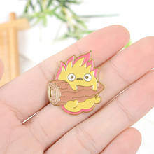 Japanese Anime Fire Elf Howl Brooches Cartoon Calcifer Enamel Pins Bag Shirt Button Badge Jewelry Gift for Friends Kids Fans 2024 - buy cheap