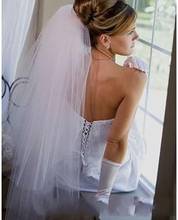New 2T White/Ivory Bridal Elbow Length Cut Edge Wedding Veil With Comb Tulle Bridal Veils 2024 - buy cheap
