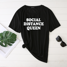 Seeyoumind camiseta feminina engraçada estampa rainha distância social camisetas para mulheres recém-chegado 2020 algodão 2024 - compre barato