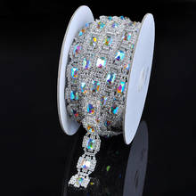 Cadena de diamantes de imitación de cristal para vestido de boda, 10 yardas, AB, dorado, plateado, rosa, Boutique, envío gratis 2024 - compra barato