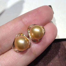 AU750-pendientes de oro de 18K para mujer, accesorios de joyería, monturas para perlas, Jade, Coral, cuentas de cristal, piedras 2024 - compra barato
