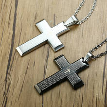 Zorctens pingente de cruz da bíblia masculino, colar de aço inoxidável em prata preta, jóias gargantilha masculina cristã regilosa 2024 - compre barato