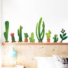 Cactus Potted Pattern TV Sofa Art Background Wall Stickers 3D Green Plant Home Decor Living Room Removable Window Wardrobe Decal 2024 - buy cheap