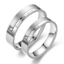 MIQIAO Stainless Steel Titanium Endless Love English Letter Crystal Couple Matching Rings for Women Men Lover Gift Jewelry Vinta 2024 - buy cheap