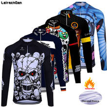 SPTGRVO Black Skull Cycling Clothing Winter Long Sleeve Thermal Fleece Cycling Jerseys Road MTB Bike Wear Ropa Ciclismo Invierno 2024 - buy cheap