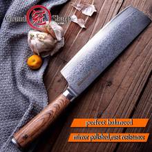 Grandsharp damasco facas de cozinha japonês nakiri faca vg10 japão aço damasco legumes ferramenta aço inoxidável chef cozinhar 2024 - compre barato