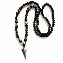 Black Men's Stone Bead & Hematite  Arrowhead Pendant Necklace Fashion Jewelry Dropshipping 2024 - buy cheap