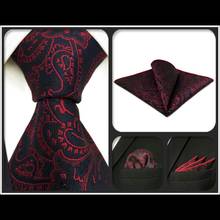 G15 preto vermelho paisley homens gravatas definir seda clássico casamento laços para extra longo tamanho festa moda hanky 2024 - compre barato