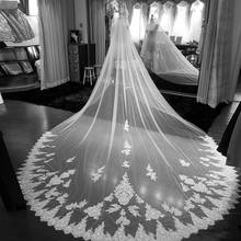 Véu de casamento longo com apliques de 3m, véu de noiva branco marfim com pente, largura de 1t 2024 - compre barato