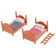 Classic Double Bed Bunk Bed Set Furniture 1:12 Scale Dollhouse Accessories 2024 - buy cheap