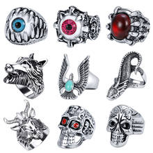 ZS готические кольца для мужчин в стиле панк, ретро кольца с волком и черепом, скелетон, дьявол, злой глаз, животное, байкер, хип-хоп, мужское кольцо, ювелирные изделия, аксессуары 2024 - купить недорого