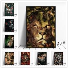 Animal in flowers Canvas Painting wall art Lion poster Tiger Elephant Elk Orangutan picture Modern Classical Decorative Painting 2024 - buy cheap