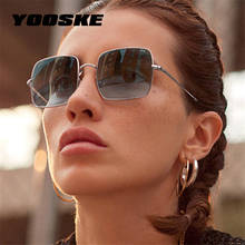 YOOSKE Luxury Square Sunglasses Women Brand Designer Retro Alloy Frame Sun Glasses Vintage Gradient Male Oculos Feminino 2024 - buy cheap