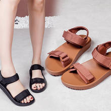 Sandálias de plataforma de couro feminino 2020 verão sapatos de couro grosso moda fivela fundo grosso casual feminino 2024 - compre barato
