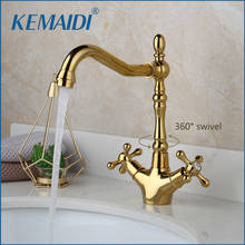 Kemaidi-torneira de ouro para banheiro, 11 opções, pia, latão, misturador de água, montagem no gabinete, bronze antigo, giro de 360 graus 2024 - compre barato