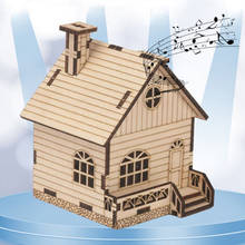 Wooden DIY Handmade 3D Puzzle House Hand-cranked Music Box Jigsaw Toys for Girls Boys Model Assembly Building Blocks Kits Gifts 2024 - buy cheap