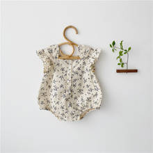 Summer Korean style infant girls cute floral jumpsuits 0-2 years baby girls cotton sleeveless bodysuits 2024 - buy cheap