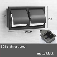 Double Wall Bathroom Roll Paper Box Black Recessed Toilet/Tissue Paper Holder All Metal Contruction 304 Stainless Steel 2024 - buy cheap