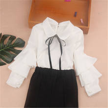 Белая блузка с длинными рукавами для девочек-подростков, топы для девочек, рубашки с длинными рукавами для детей, весна-осень 2024 - купить недорого