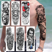 Long Black Lion Temporary Tattoos Full Arm Fake Skull Military Maori Tatoos Sticker For Women Men Sleeve Tiger Rose Tatoos Decal 2024 - buy cheap