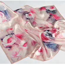 Шелк из Ханчжоу, квадратный шейный платок, шарф 65*65 см, 100% шелк, платок для дам, бандана с принтом, настоящий шелк, квадратный шейный платок, шарфы 2024 - купить недорого