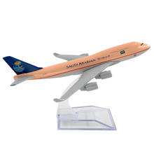 Boeing-avión a escala 1/400 de Arabia Saudita, 16cm, plano de aleación, modelo B747, juguetes para niños, regalo para colección, 747 2024 - compra barato