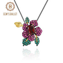 GEM'S BALLET-collar de oro y plata de ley 925 para mujer, piedra Natural granate rojo, hecho a mano, broche con forma de corazón, colgante 2024 - compra barato