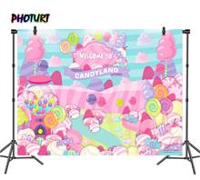 PHOTURT Candyland Backdrop Kids 1st Birthday Party Background Pink Sweet Candy World Vinyl Photo Banner Photography Props 2024 - buy cheap