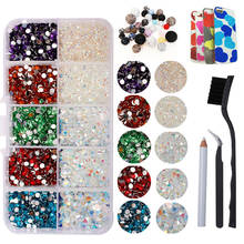 Стразы для дизайна ногтей с разноцветными кристаллами, 10 ячеек, 7500 шт./кор. стразы из смолы для ногтей, блестящие 3D украшения для дизайна ногтей «сделай сам» 2024 - купить недорого