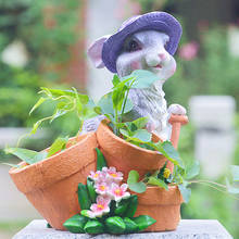 Grey Rabbit Flower Pot Resin Crafts Plant Pot Garden Decoration Landscape Desktop Potted Ornaments 2024 - buy cheap