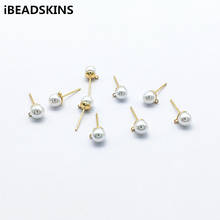 New arrival! 6mm 50pcs Imitation pearls Real gold-plated ear Stud for Hand Made Earrings DIY parts,Jewelry Findings & Components 2024 - buy cheap