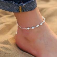 Moda feminina strass encantos tornozeleira pé corrente pulseira praia jóias presente 2024 - compre barato